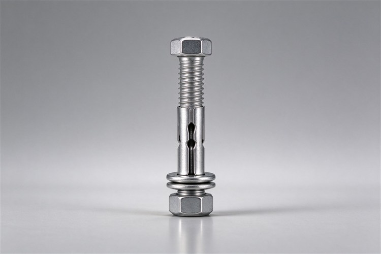 Expansion bolt assembly: hex bolt, expansion sleeve, flat washer and hex nut