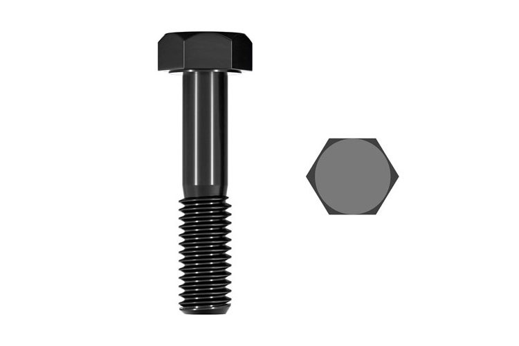 Close-up of a zinc plated hex bolt